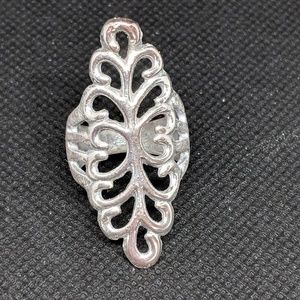 Silver tone Boho Open Work Ring Size 7